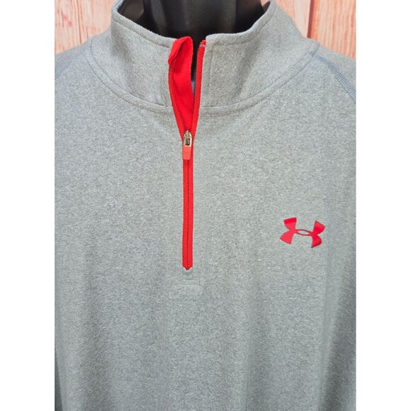Under Armour Mens Loose Fit Gray 1/4 Zip Pullover XXL HeatGear Long Sleeve Shirt - Picture 3 of 9